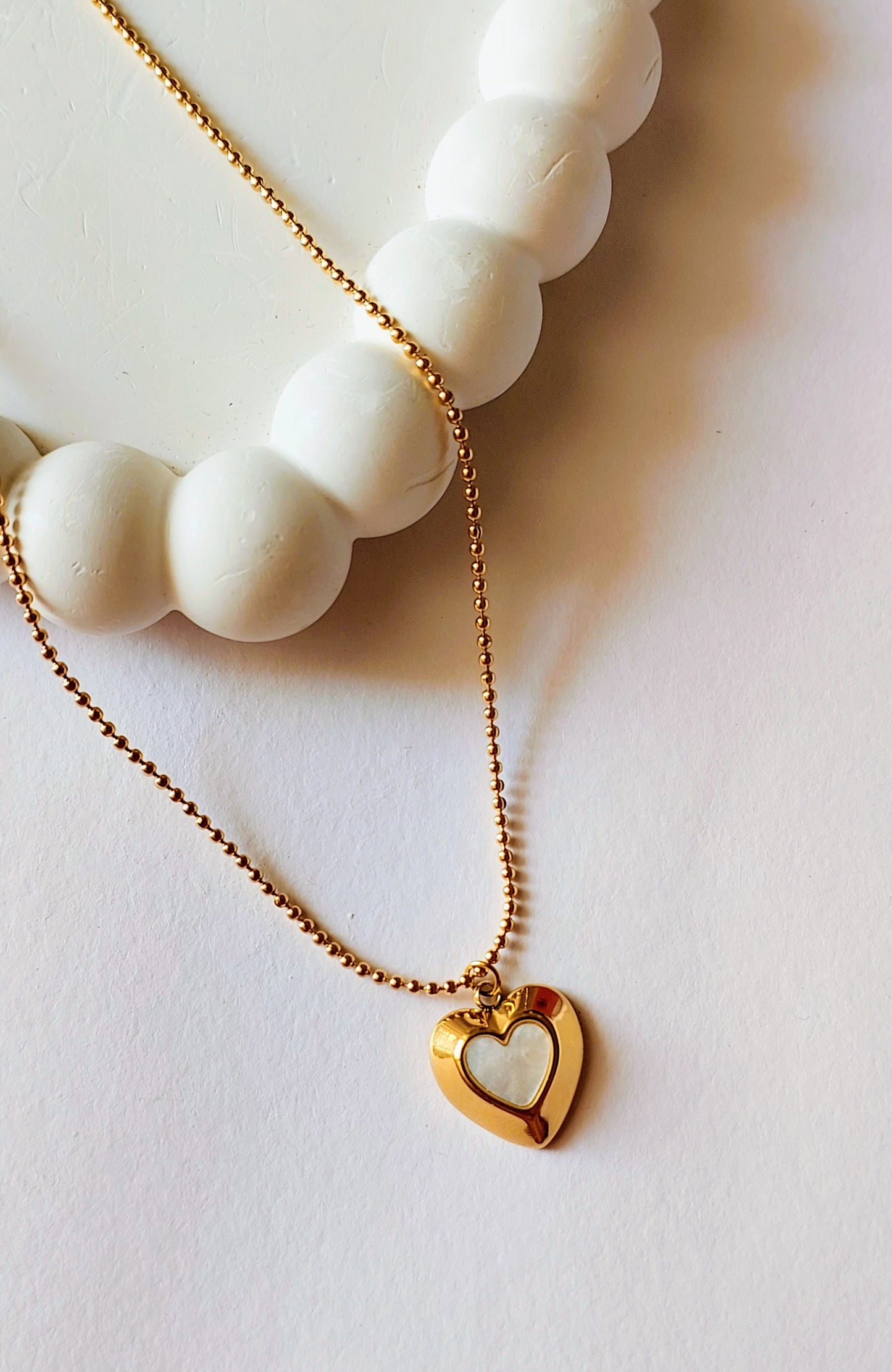 White Heart Chain Pendant