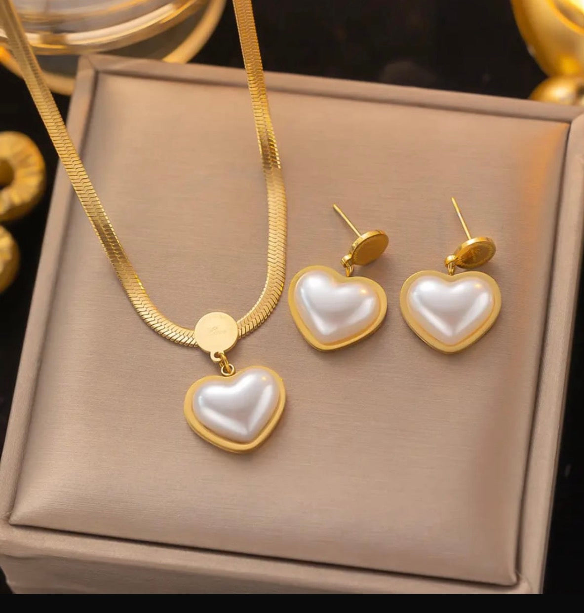 Heart earring and pendant combo