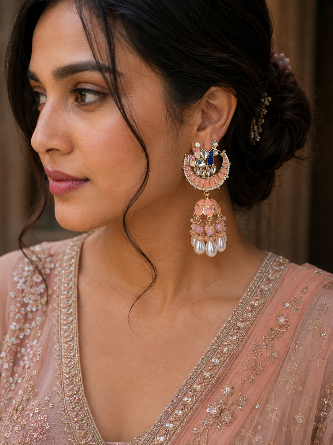 Anushka Ombre Jhumka- Peach