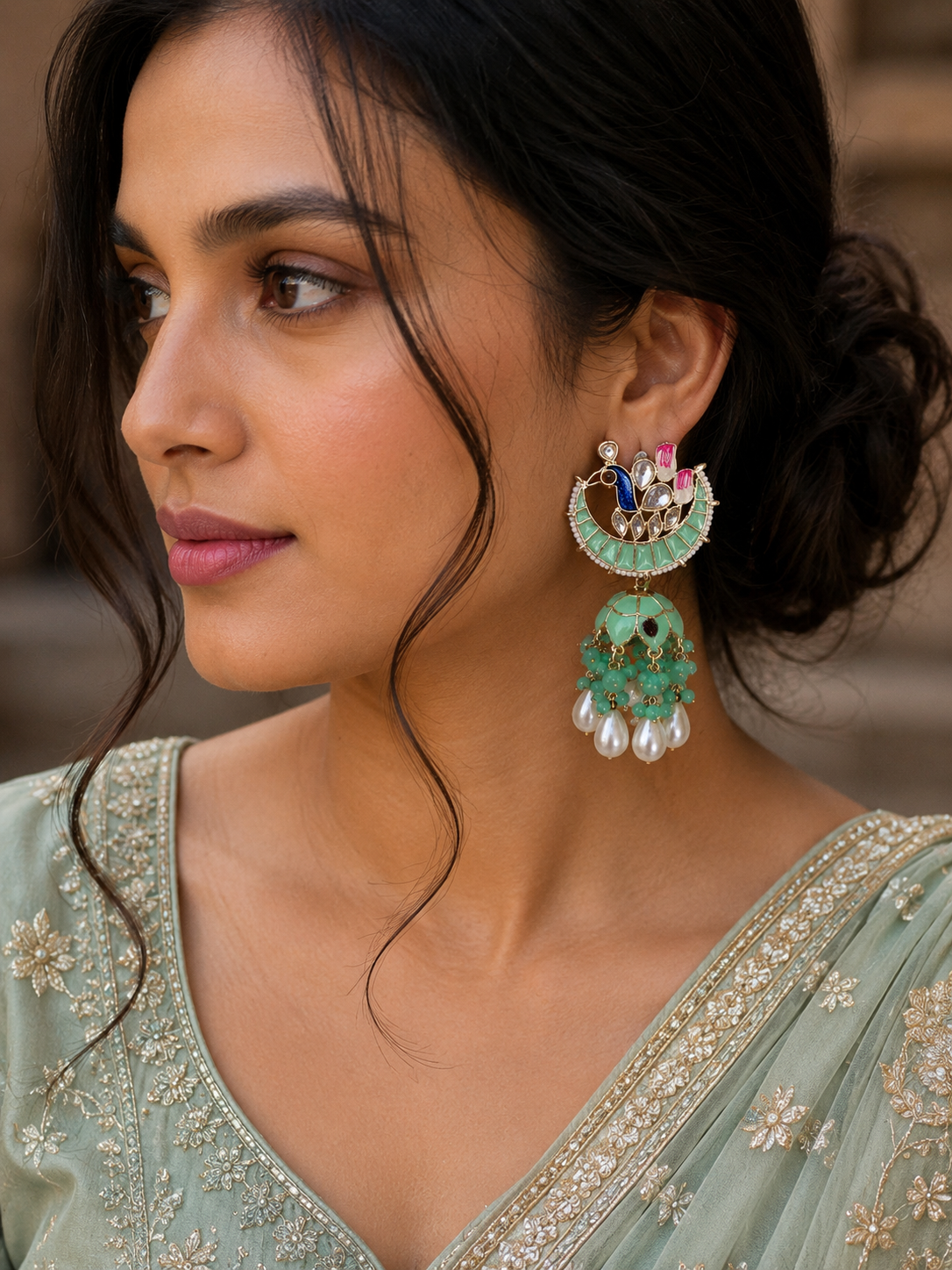 Anushka Ombre Jhumka- Green