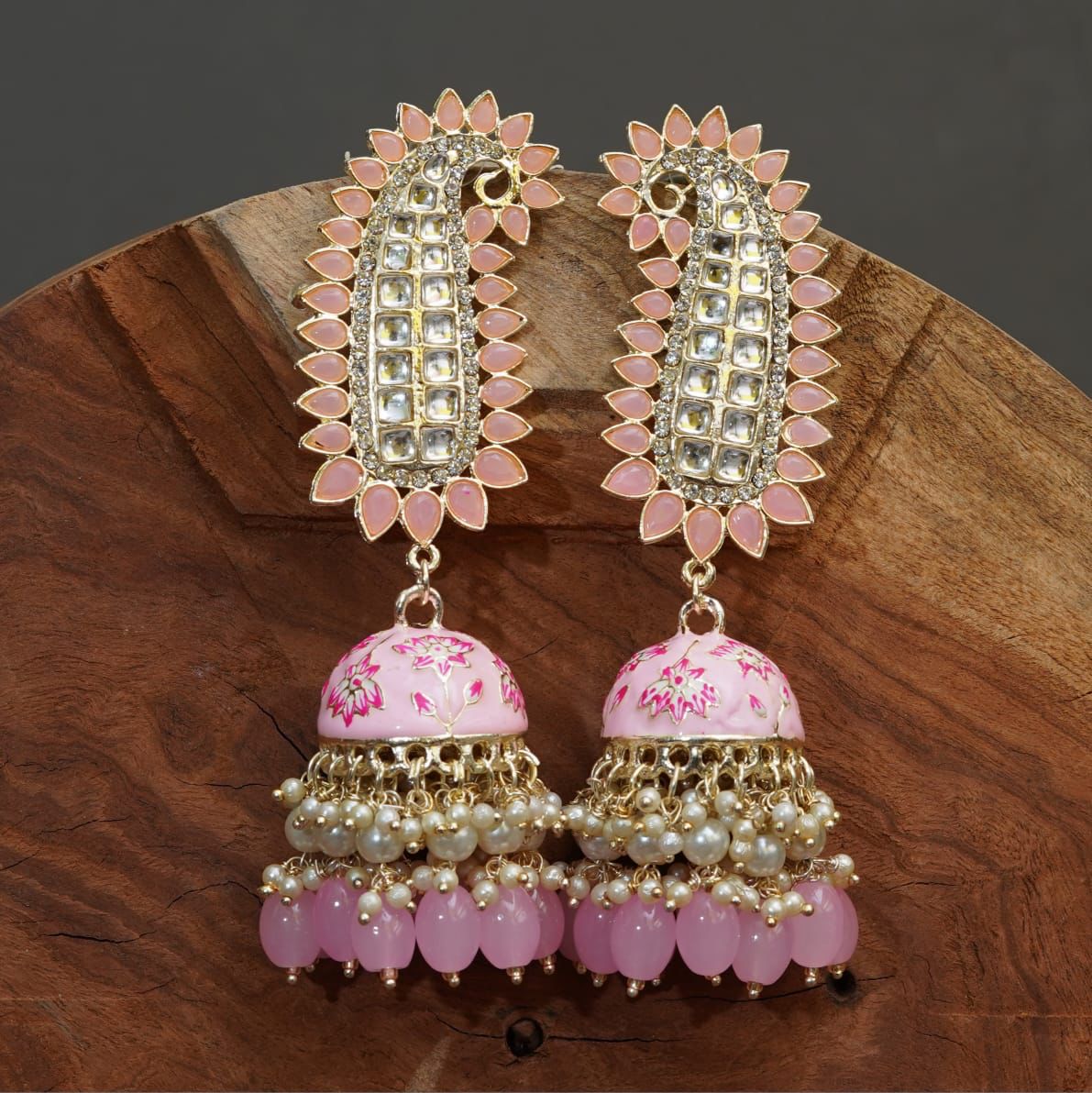 Mayurika Jhumka - Baby Pink