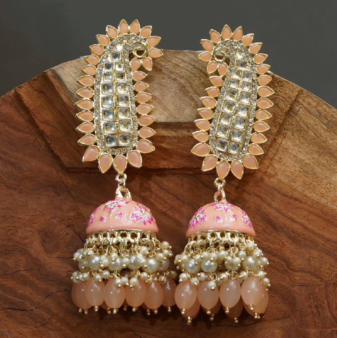 Mayurika Jhumka - Peach
