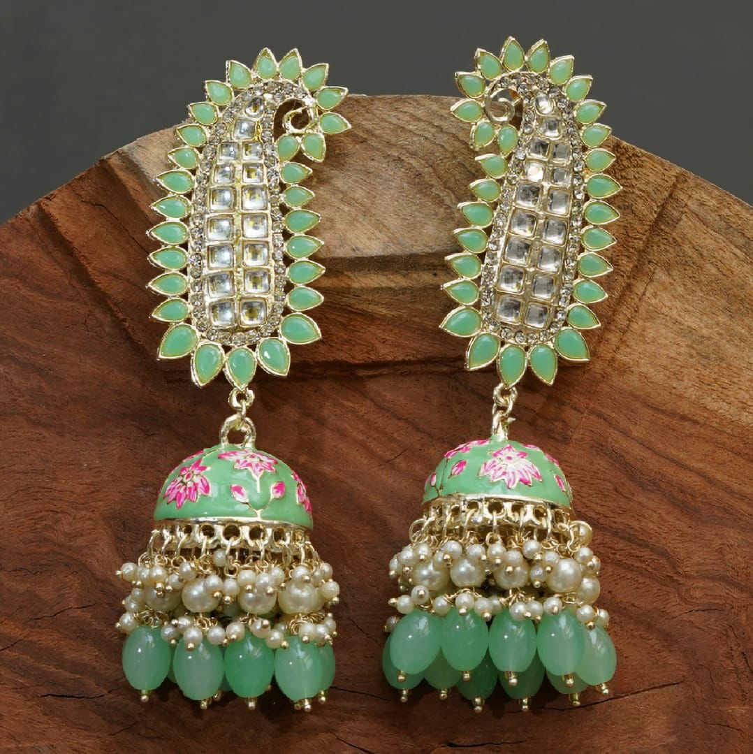 Mayurika Jhumka - Mint