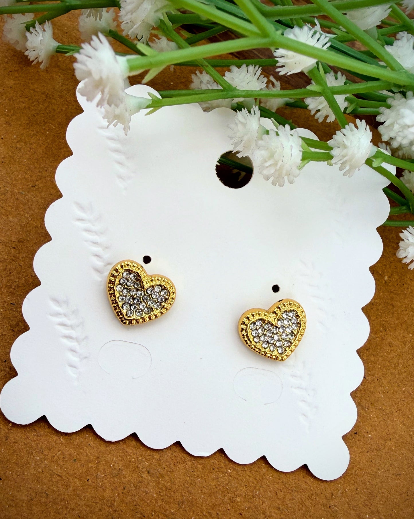 Stone studded Heart Earrings