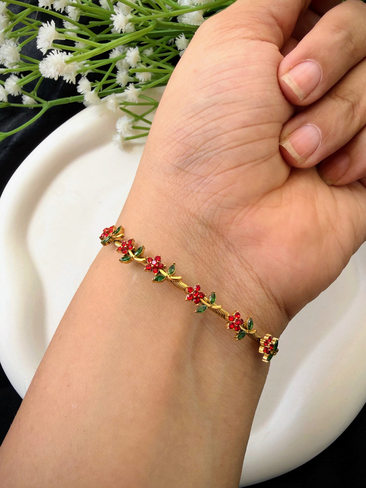 Red Flower Bracelet