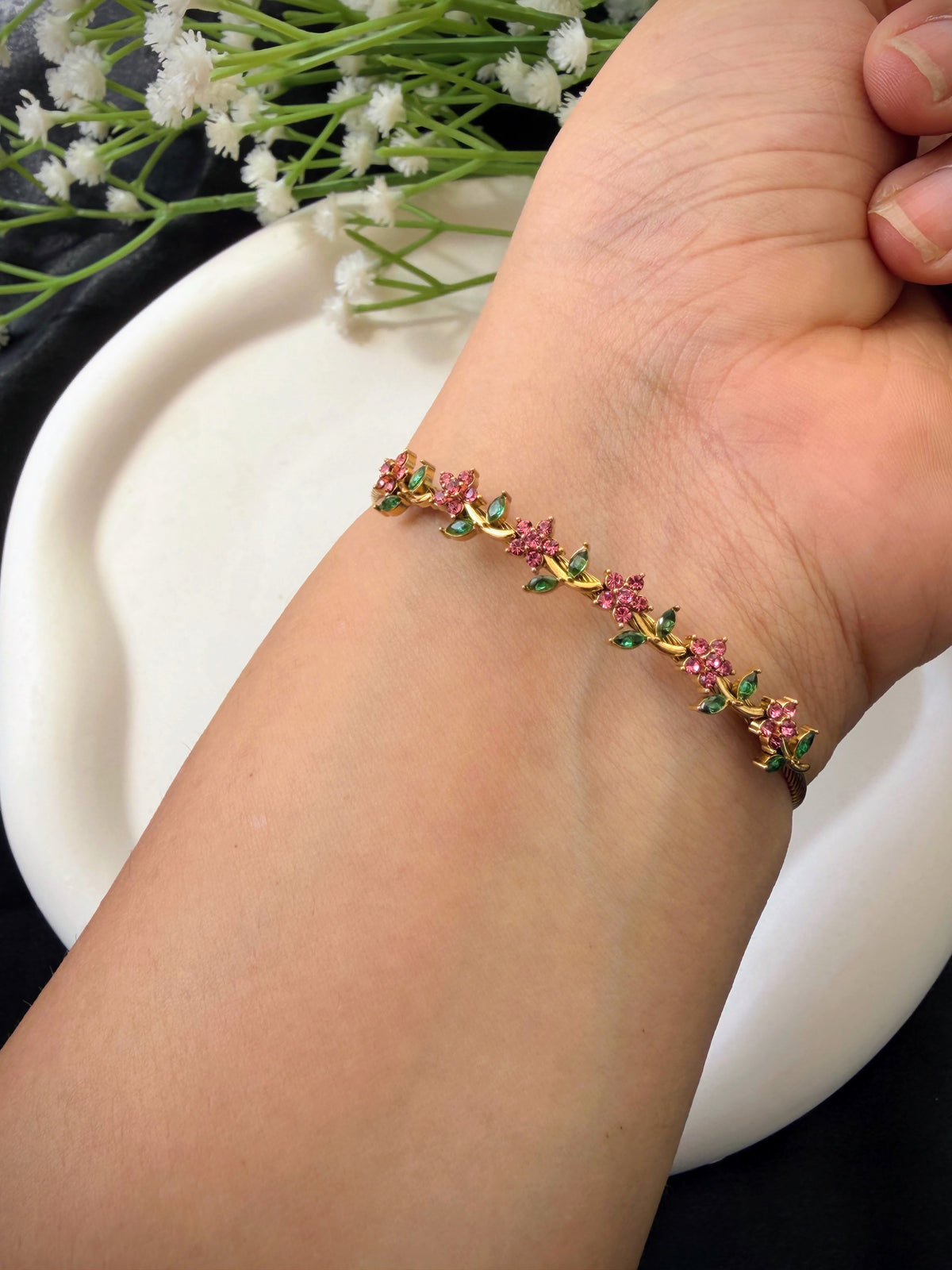Pink Flower Bracelet- Baby Size