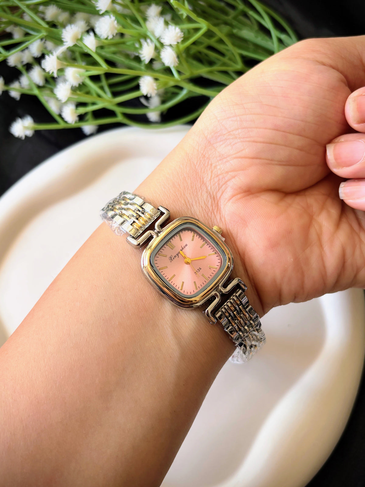 Blush Allure Square Dual Tone Watch