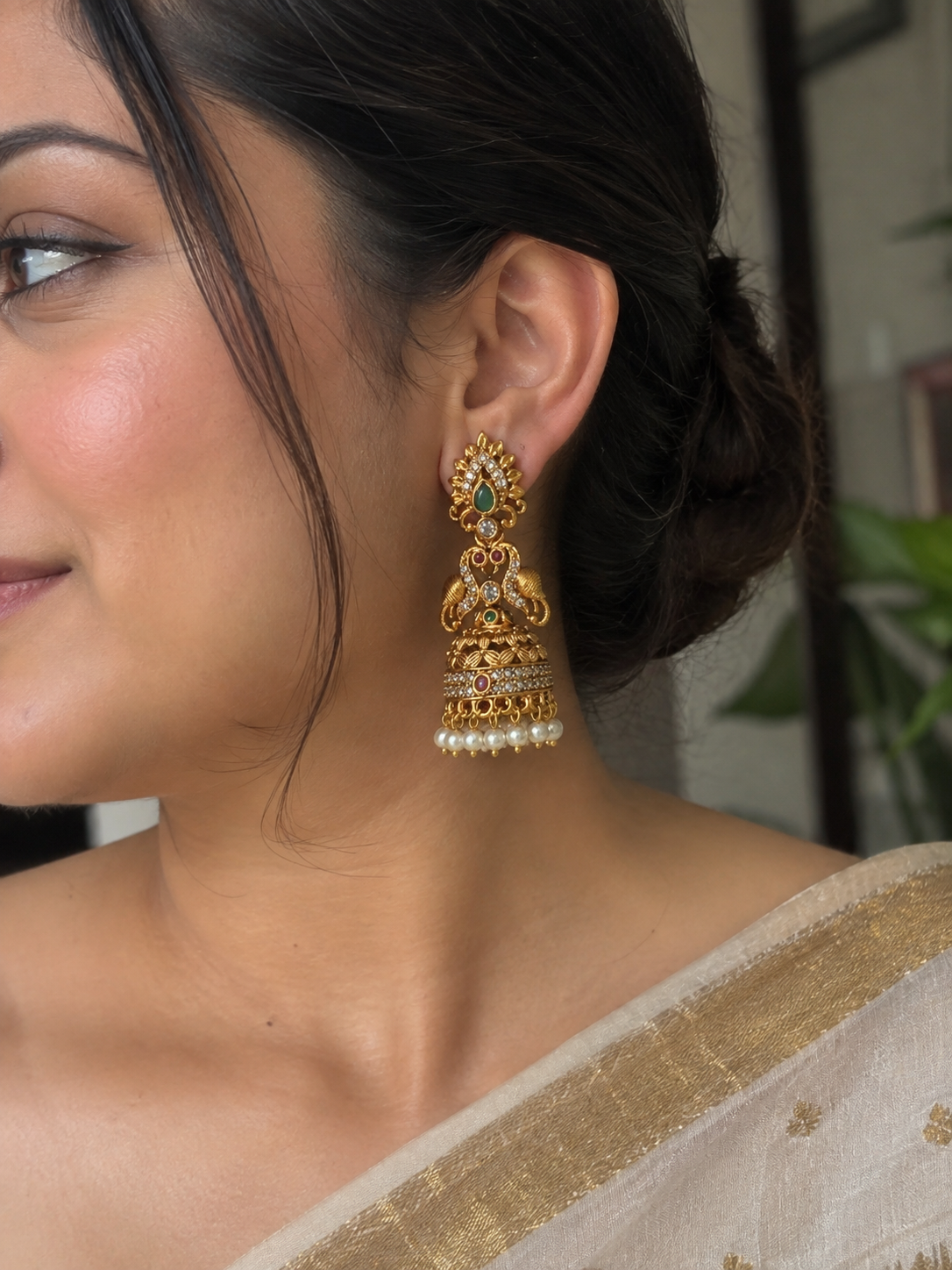 Garima Jhumka - White