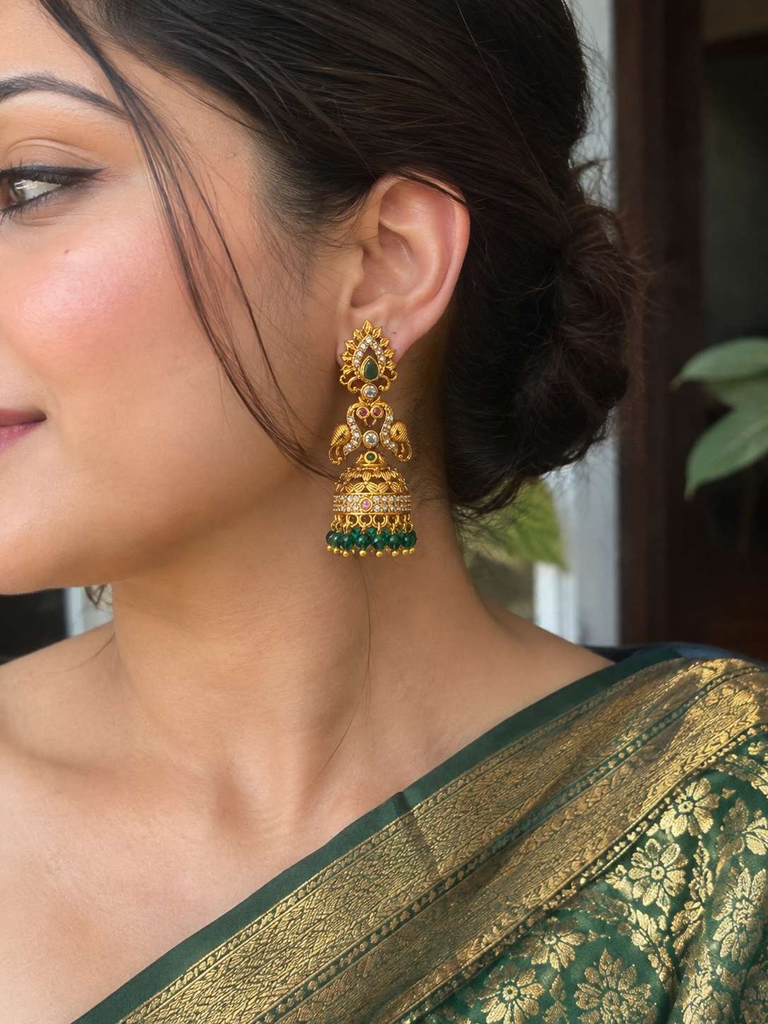 Garima Jhumka - Green