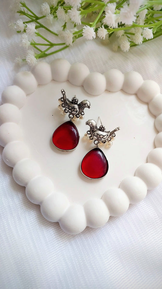 Birdie Earrings - Red