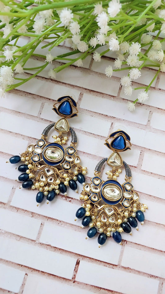 Purvi Earrings - Navy Blue