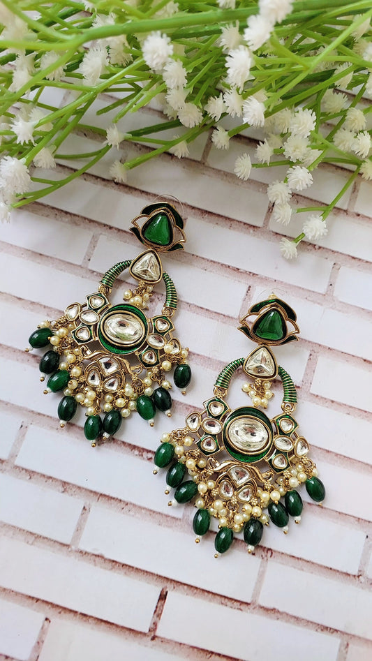 Purvi Earrings - Dark Green