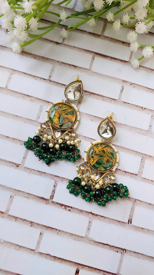 Shreya Earrings - Dark Green