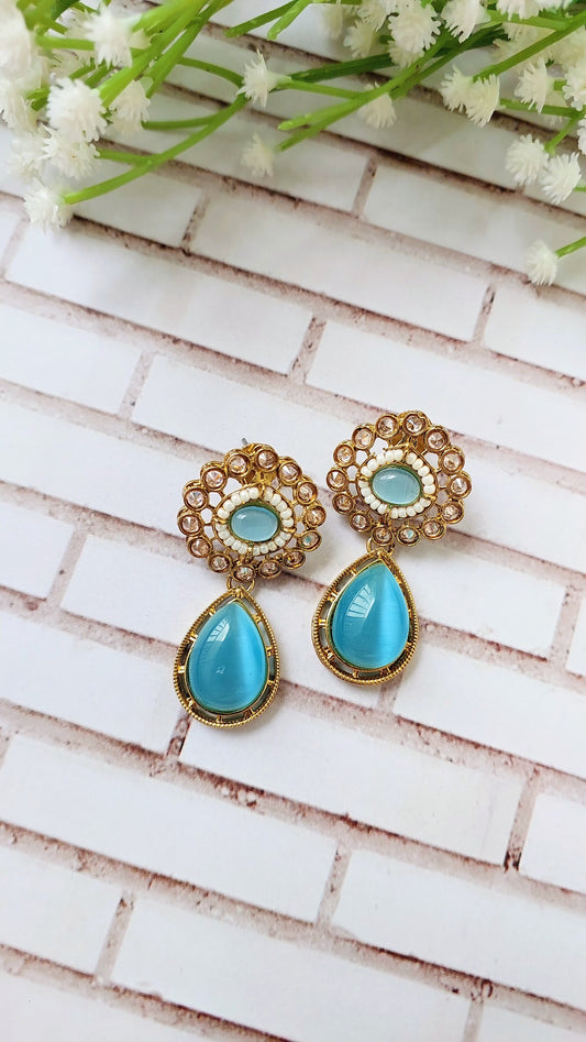 Jahanvi Earrings - Sky Blue