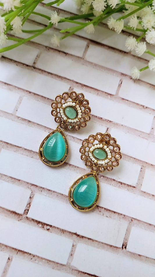 Jahanvi Earrings - Sea Green