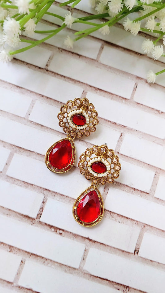 Jahanvi Earrings - Red