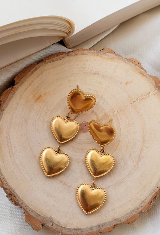 Triple Heart Earrings