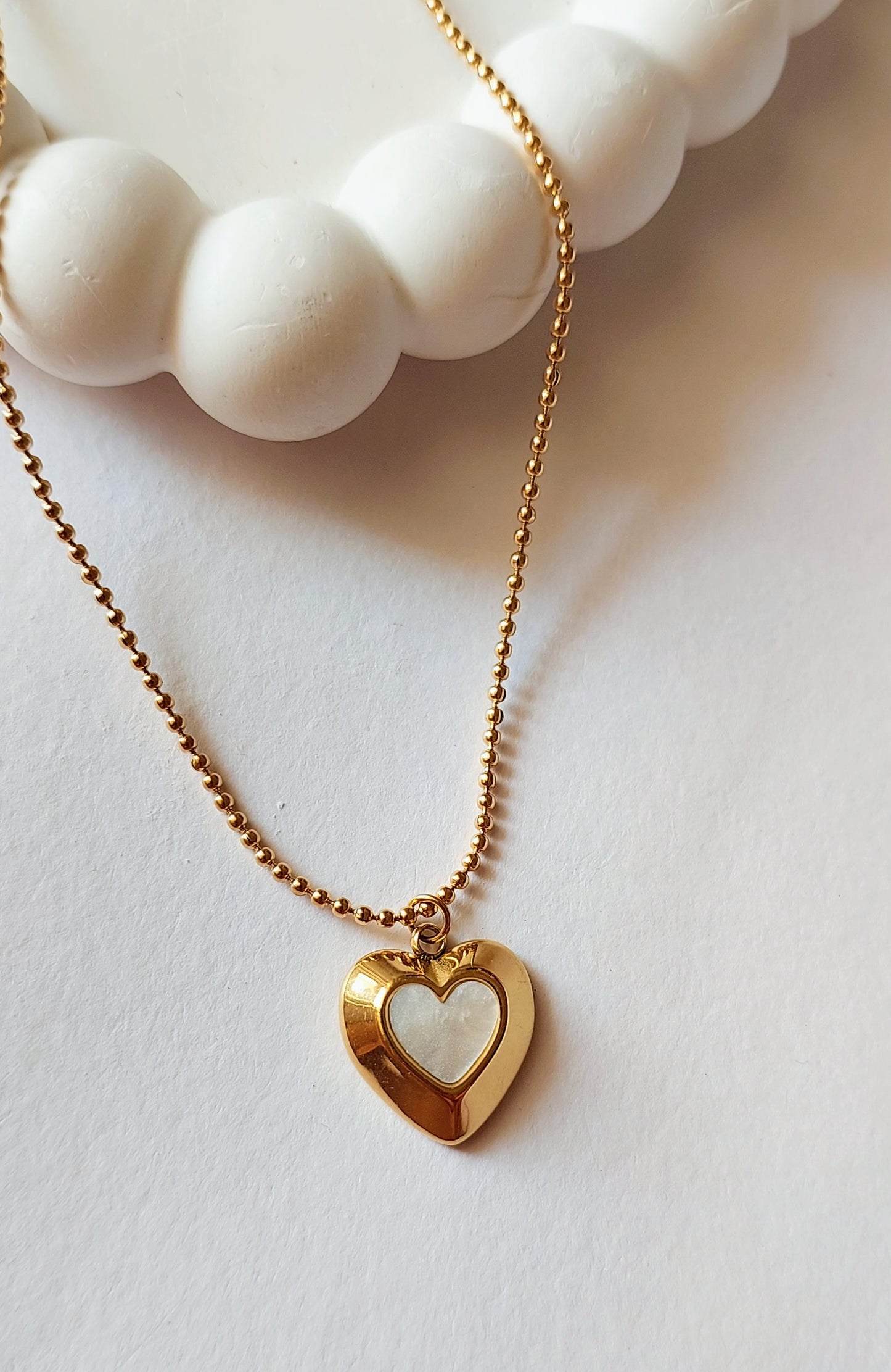 White Heart Chain Pendant