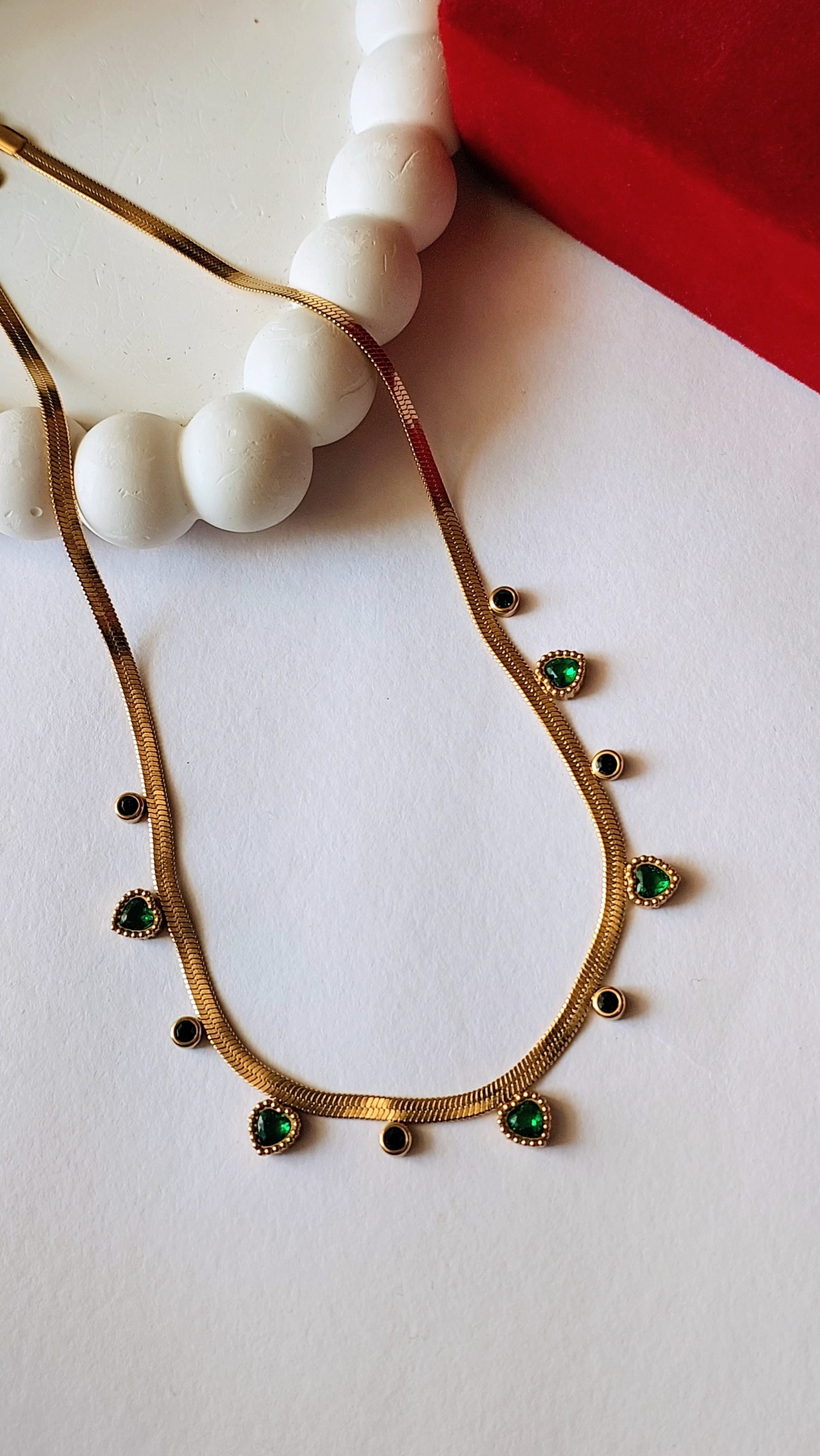 Green Heart Stone Necklace