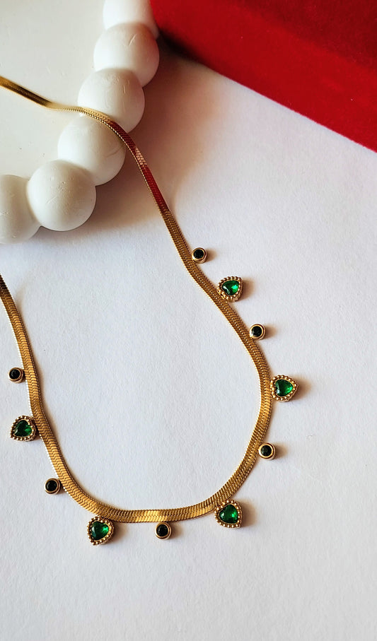 Green Heart Stone Necklace