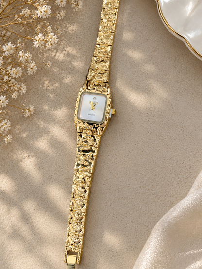 Gold metallic Cushion Watch - Blush