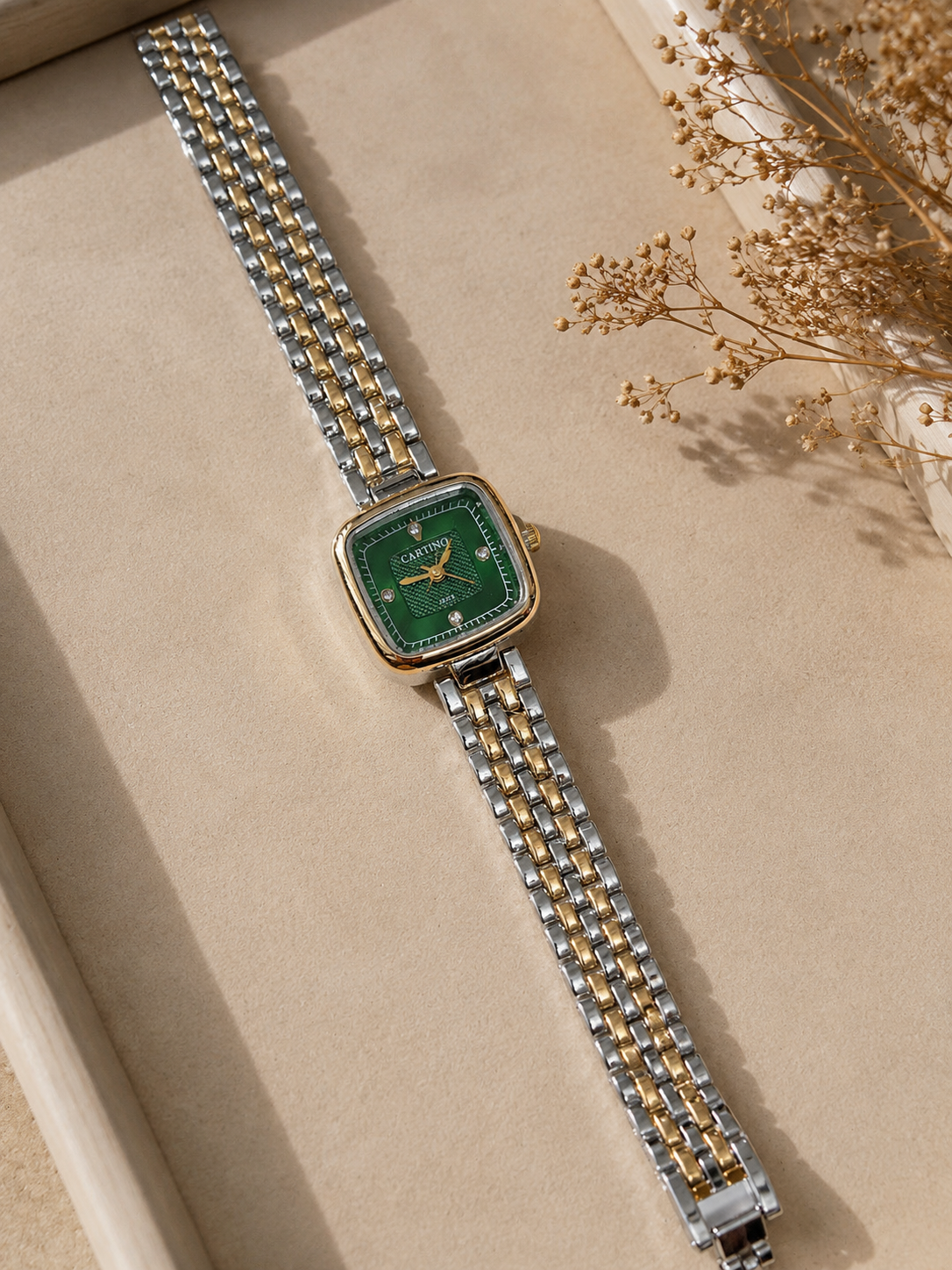 Dual tone square Watch
