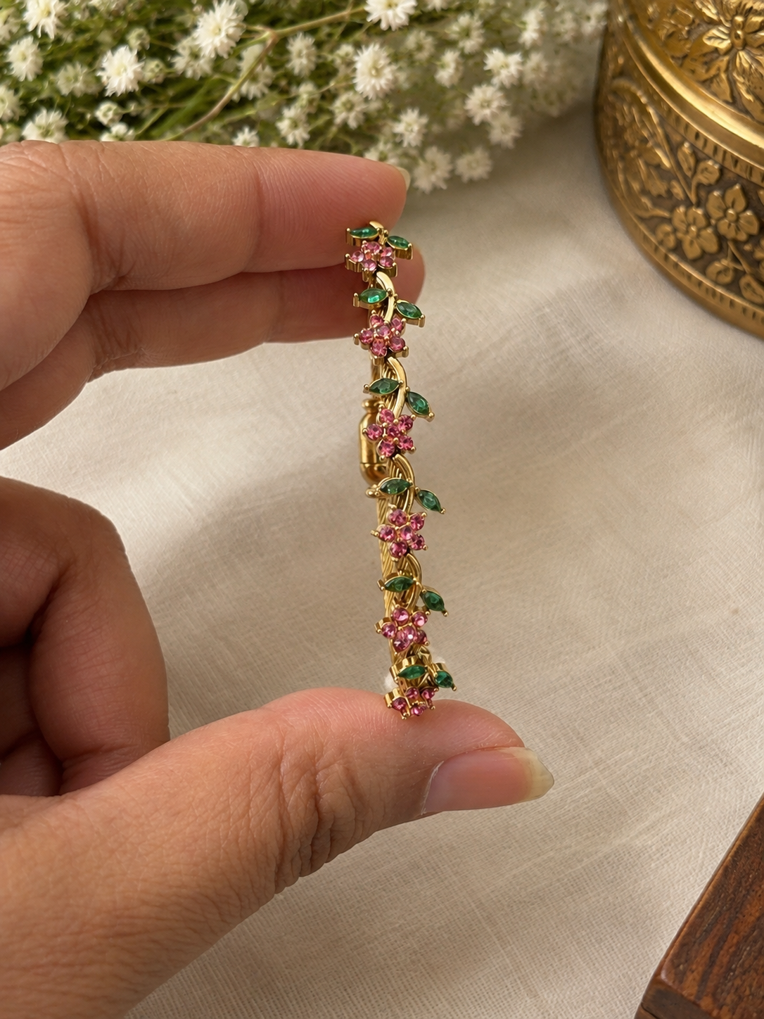 Pink Flower Bracelet- Baby Size