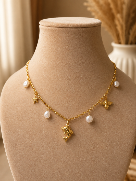 Dolphin Bee Charm Necklace