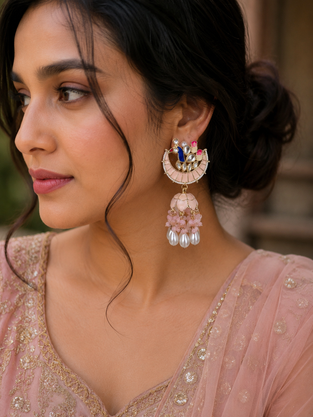 Anushka Ombre Jhumka- Baby Pink