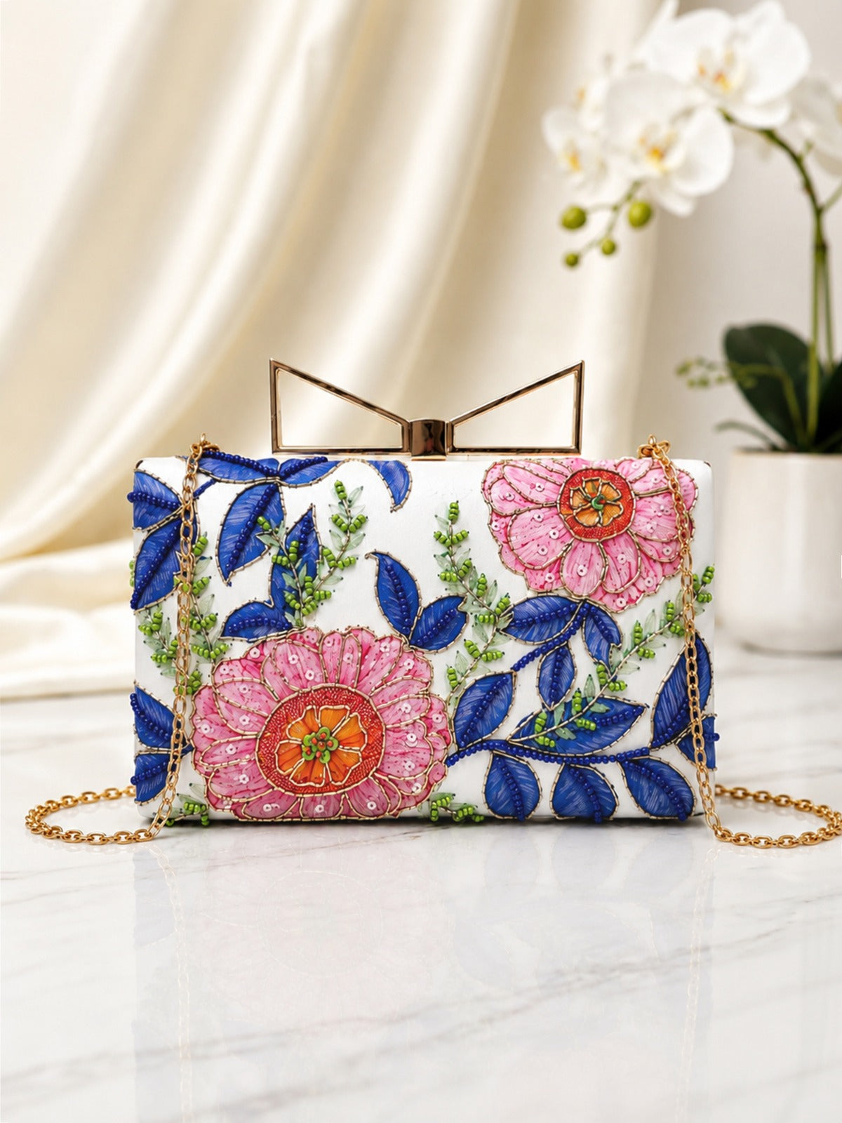 Vintage style Hand Embroidered Clutch