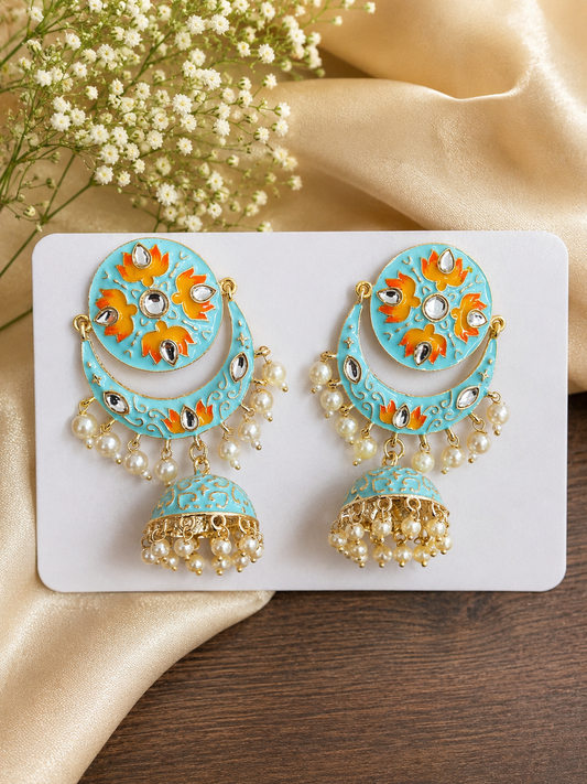 Debu Meenakari Jhumka- Sky Blue