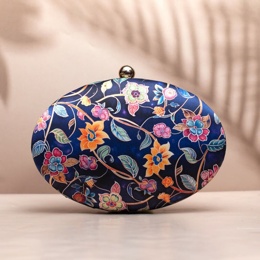 Kalamkari & Batik oval clutch