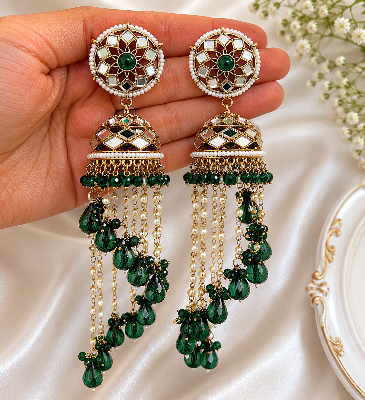 Jhoomar Earrings - Dark Green