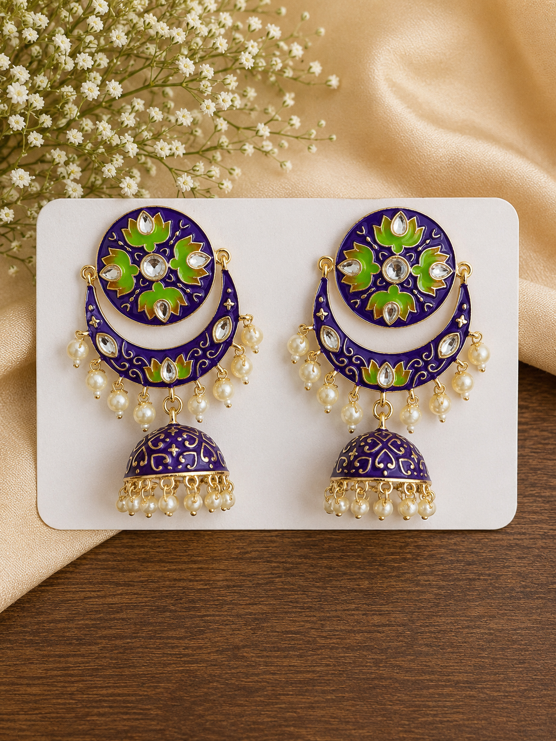 Debu Meenakari Jhumka- Purple