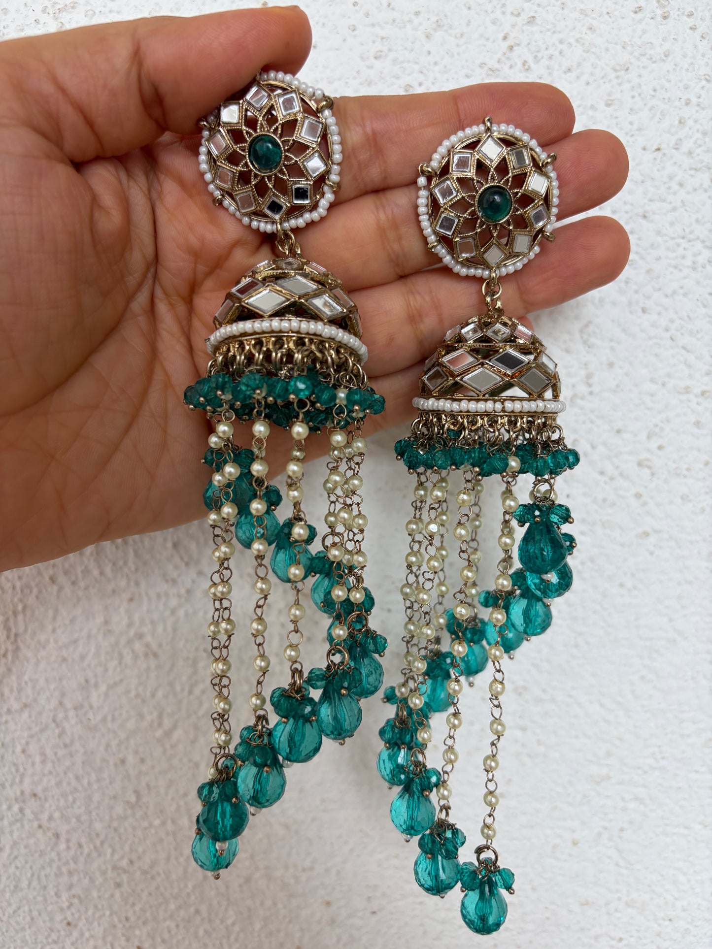Jhoomar Earrings - Teal blue