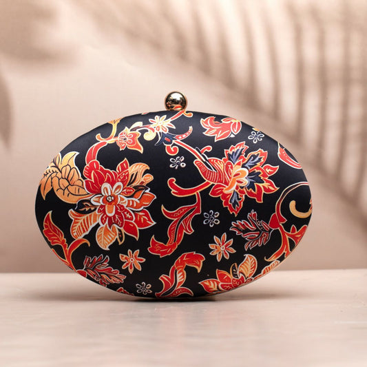 Kalamkari & Batik oval clutch