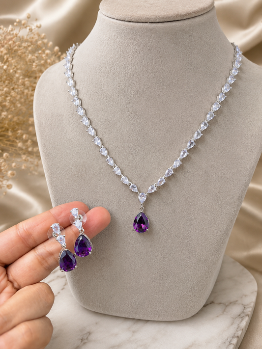 Shivani AD Necklace - Purple