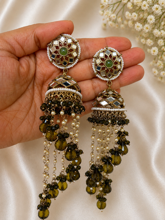 Jhoomar Earrings - Mehandi Green