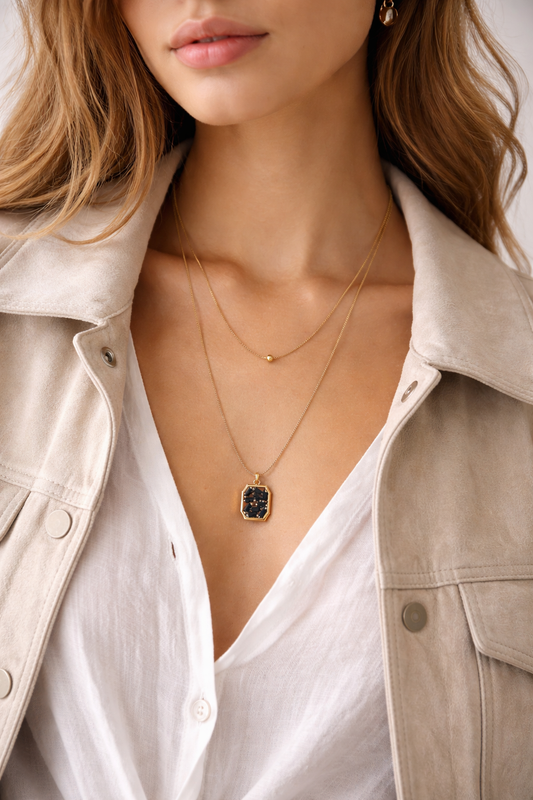 Black double layered necklace