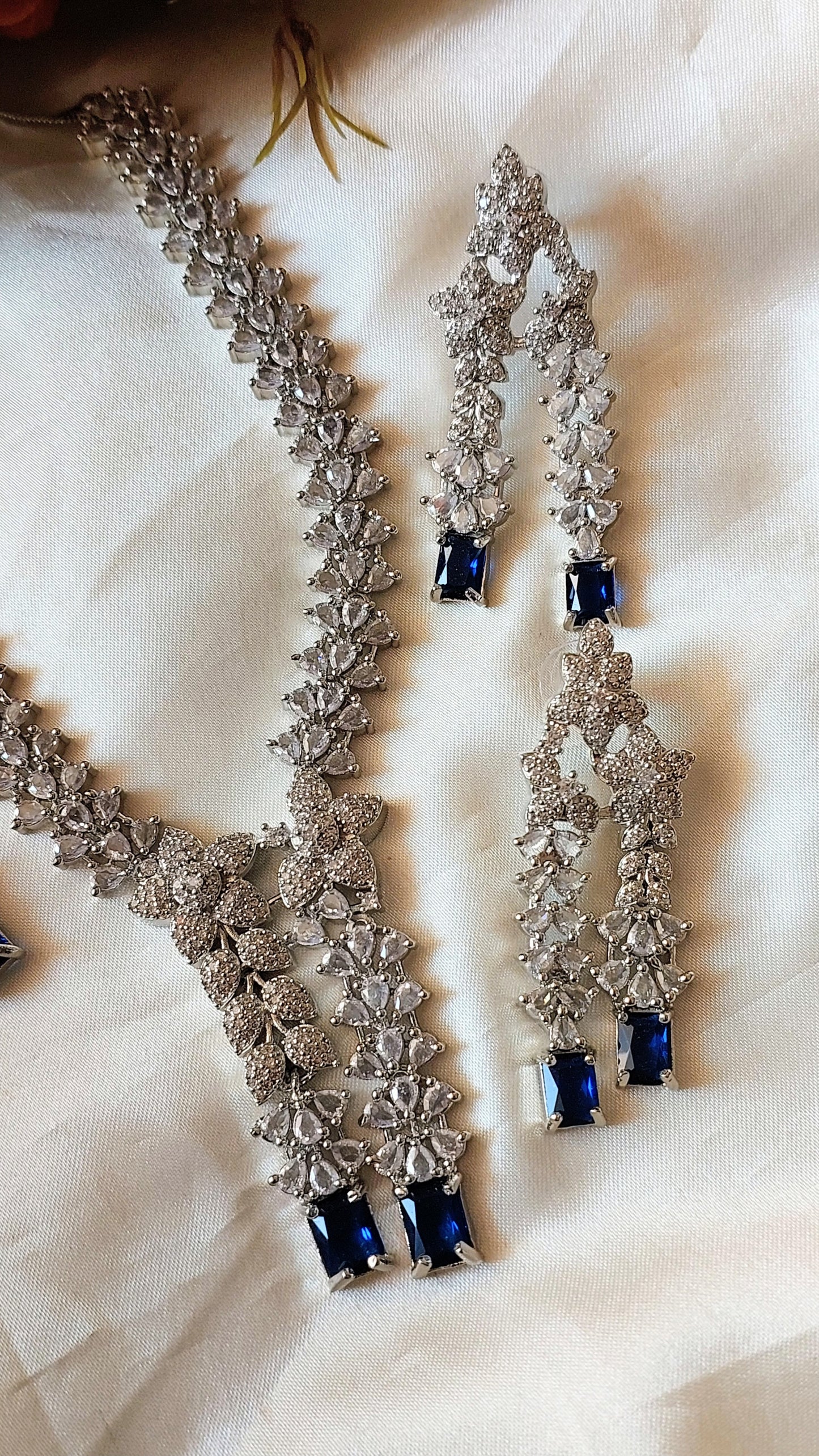 American Diamond Necklace with Maangtika and Earrings