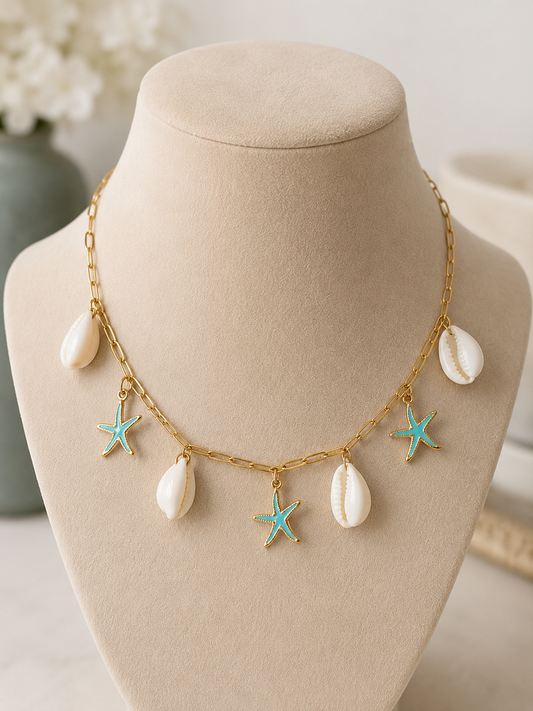 Blue Starfish & Shell Necklace