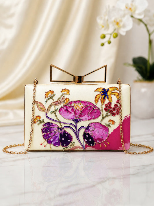 Vintage Style Hand Embroidered Clutch