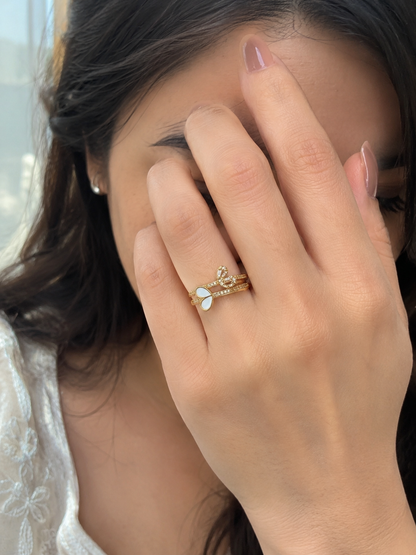 Studded Layered Adjustable Ring