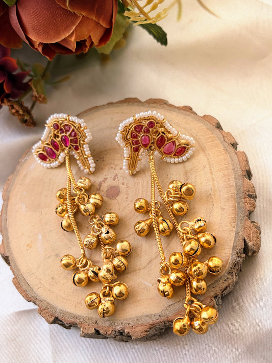 Eliza Mini Kashmiri Earrings - Red