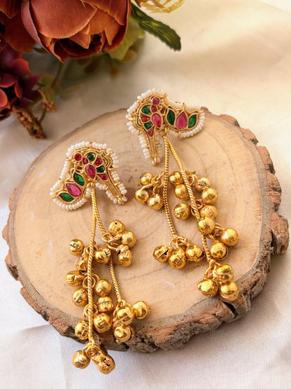 Eliza Mini Kashmiri Earrings-Red&Green