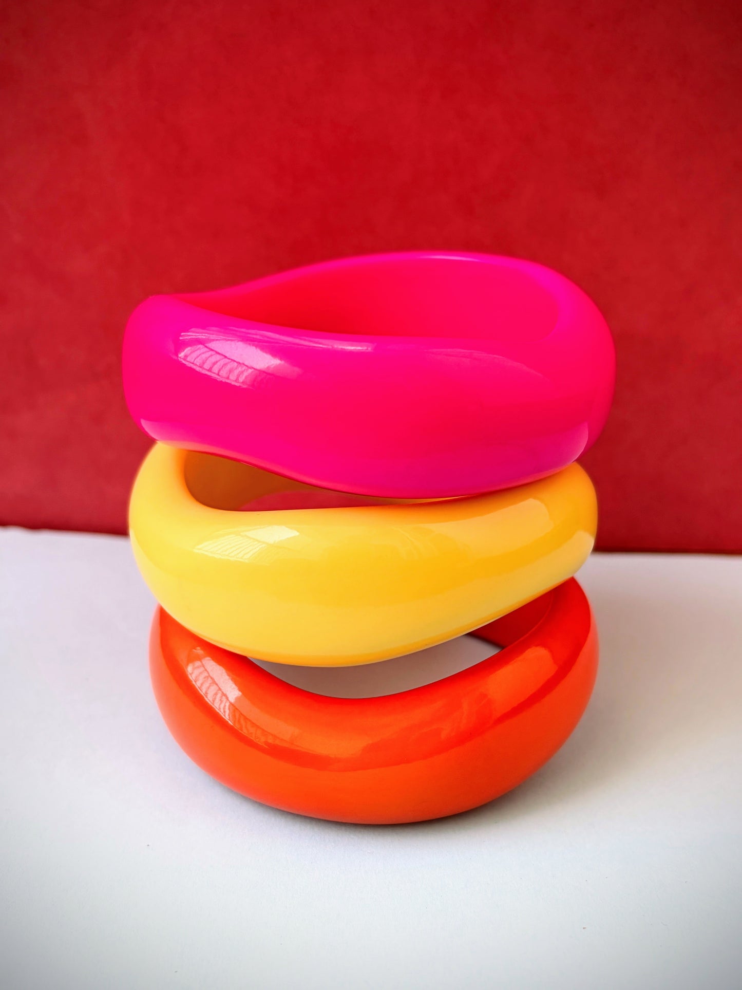 Neon resin bangles stack