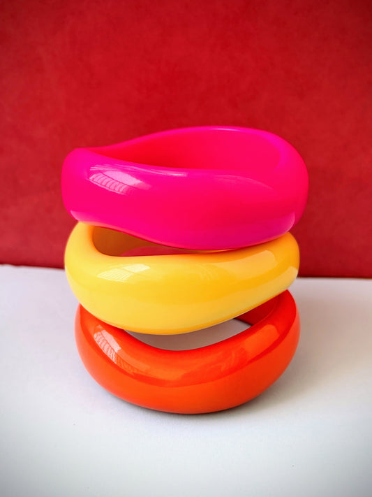 Neon resin bangles stack