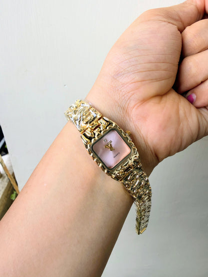 Gold metallic Cushion Watch - Blush
