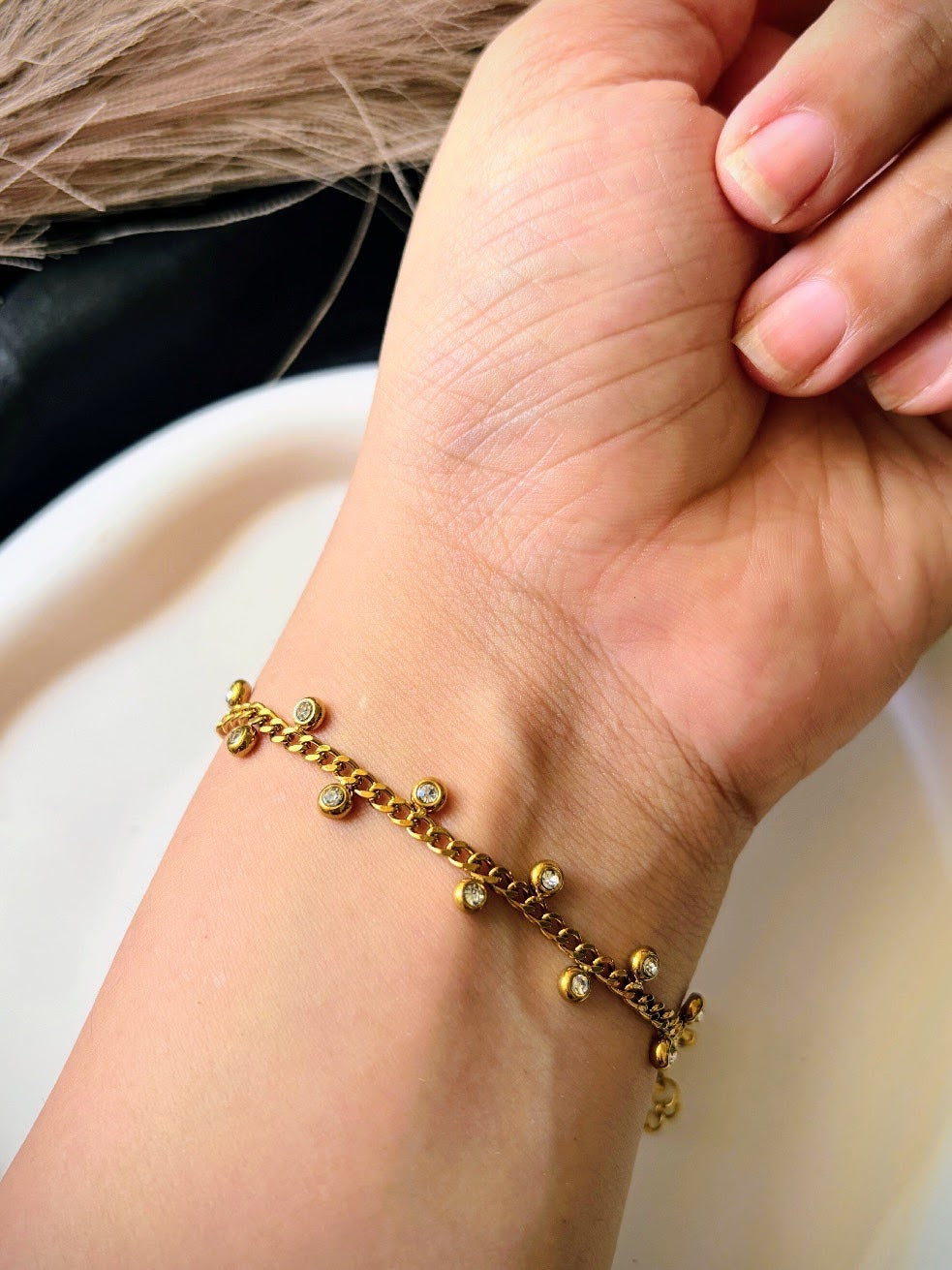 Interlock Diamond Studded chain Bracelet