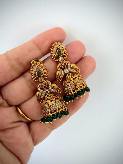 Garima Jhumka - Green
